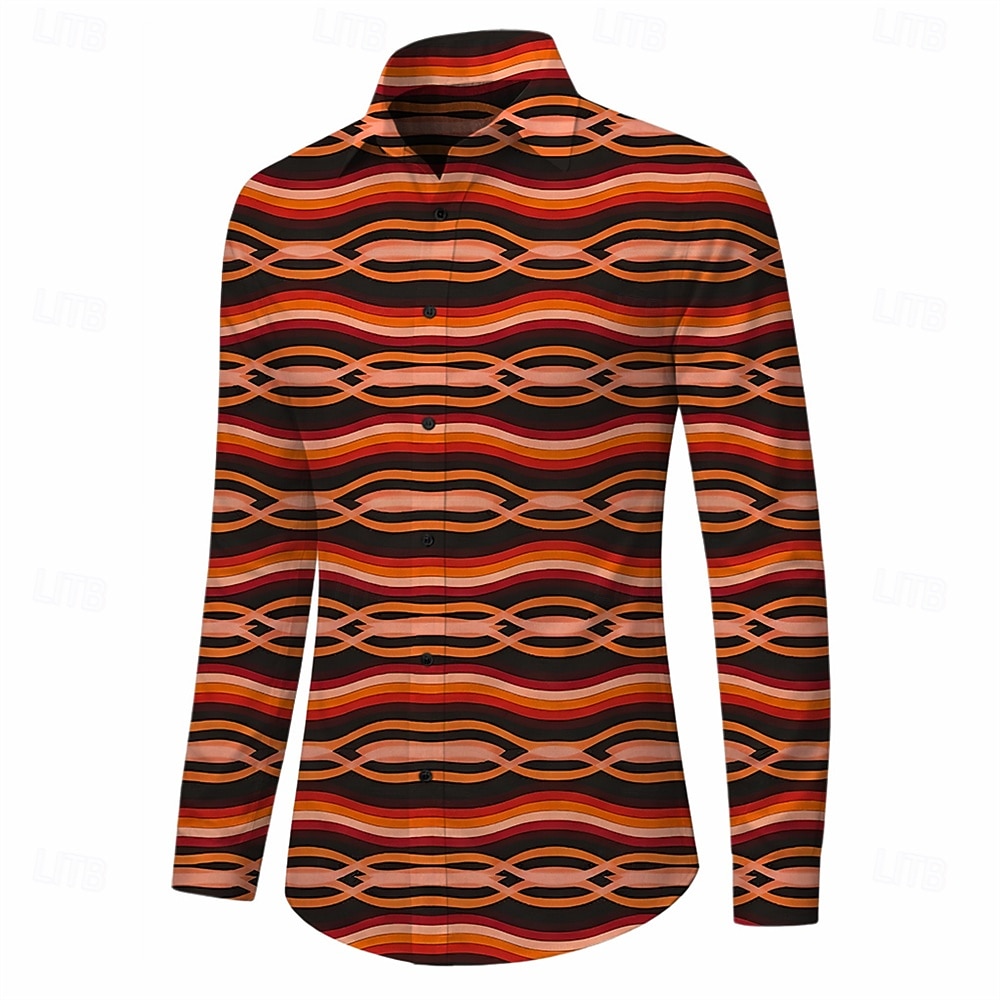Retro Vintage 1970s Shirt Aloha Shirt Long Sleeves Hippie Geometric Fancy Dress Men's Masquerade Music Festival Party Daily Wear Adults' Shirt 2026 - $23.99 –P1