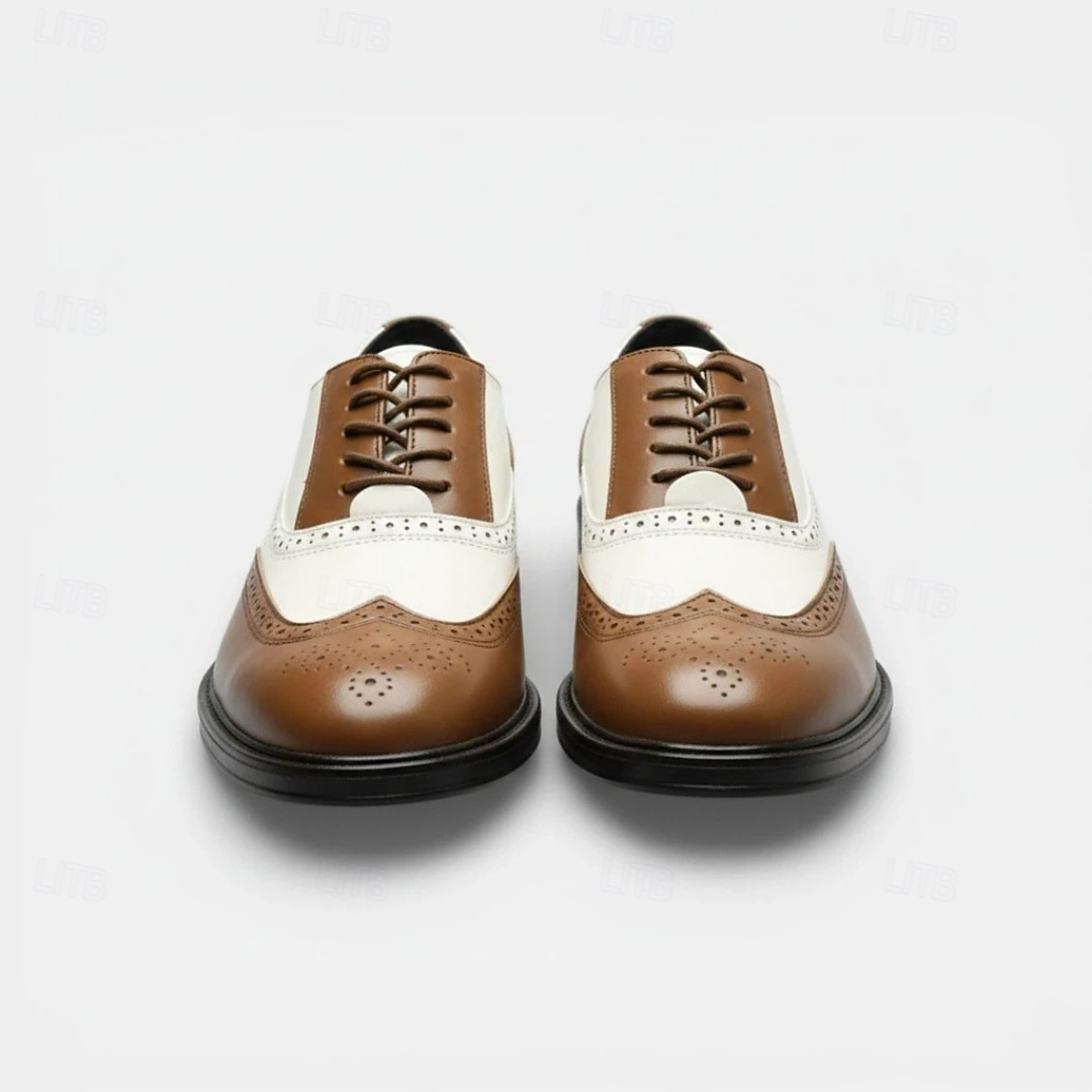 sapatos oxford brogue preto e branco masculinos com design wingtip, detalhes perfurados para eventos formais e festas casamentos de 2026 por $34.99 –P2