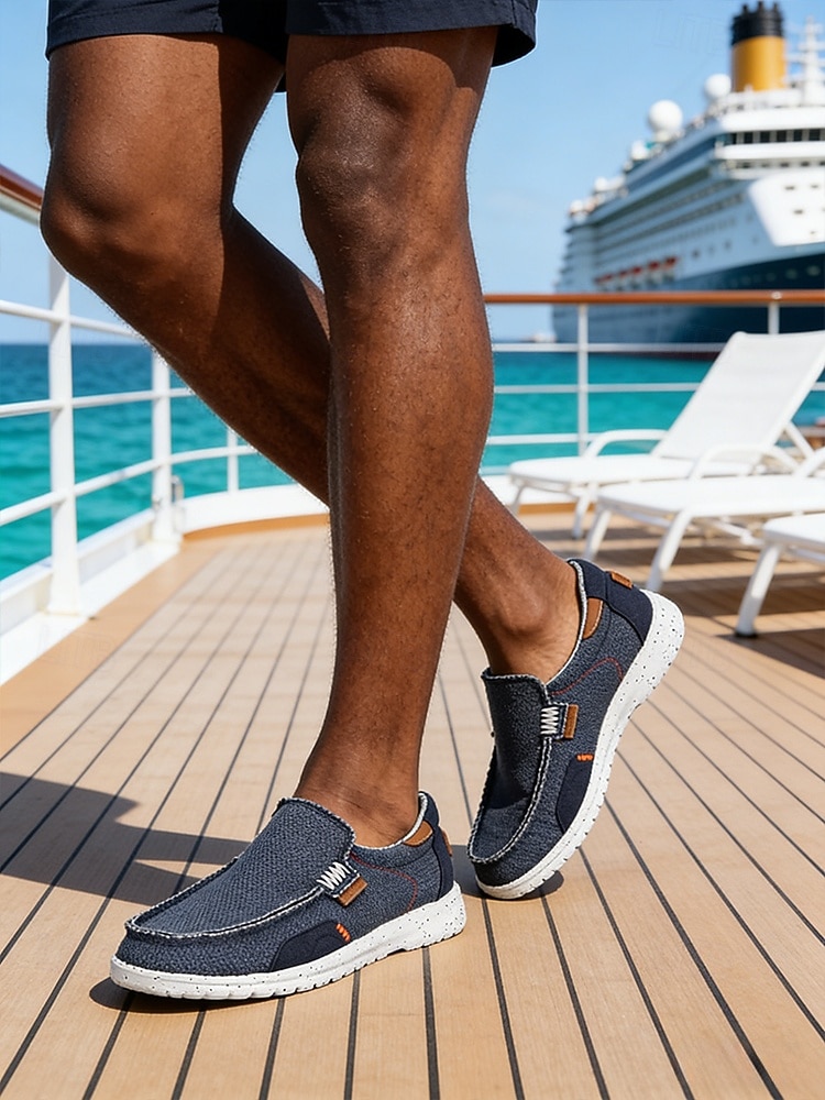 Espadrile slip-on bleumarin pentru bărbați, cu partea superioară respirabilă și talpă de iută, croială confortabilă pentru ținute de insulă și croazieră, ținute de plajă și activități de agrement 2026 - $42.99 –P5