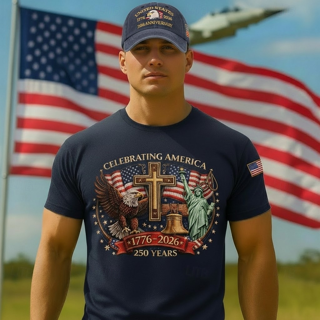 Maglietta e berretto per il 250° anniversario degli USA 1776-2026 - Campana della libertà della bandiera USA patriottica retro vintage 4 luglio Giorno dell'Indipendenza per uomini adulti del 2026 a $37.99 –P8