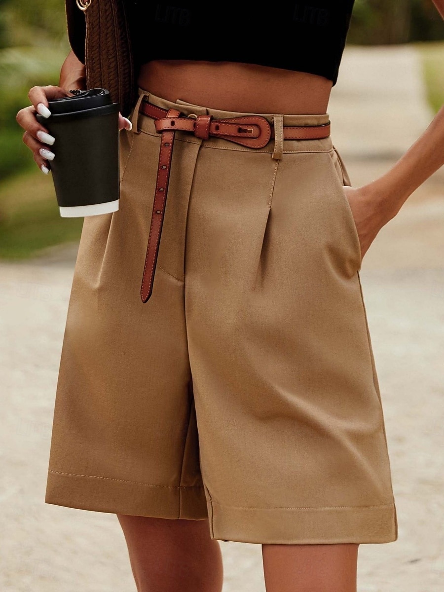 Per donna Pantaloni effetto lino Chinos Shorts Pantaloncini Estivi Vacanza Moda Streetwear Corto Vita Alta Tinta unica Tasca Comodo Morbido Confortevole Micro-elastico All'aperto Streetwear Nero del 2026 a $24.99 –P2