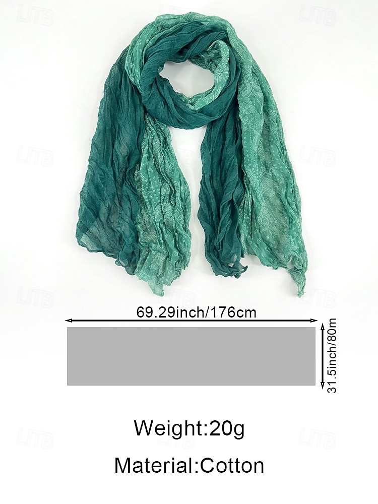 Women's Cotton Linen Crinkle Scarf, Boho Paisley Print Multi-Color Lightweight Shawl Wrap, Soft Casual Fashion Scarf for St. Patrick's Day Festival, Travel, Outdoor & Everyday Wear 2026 - $11.99 –P11