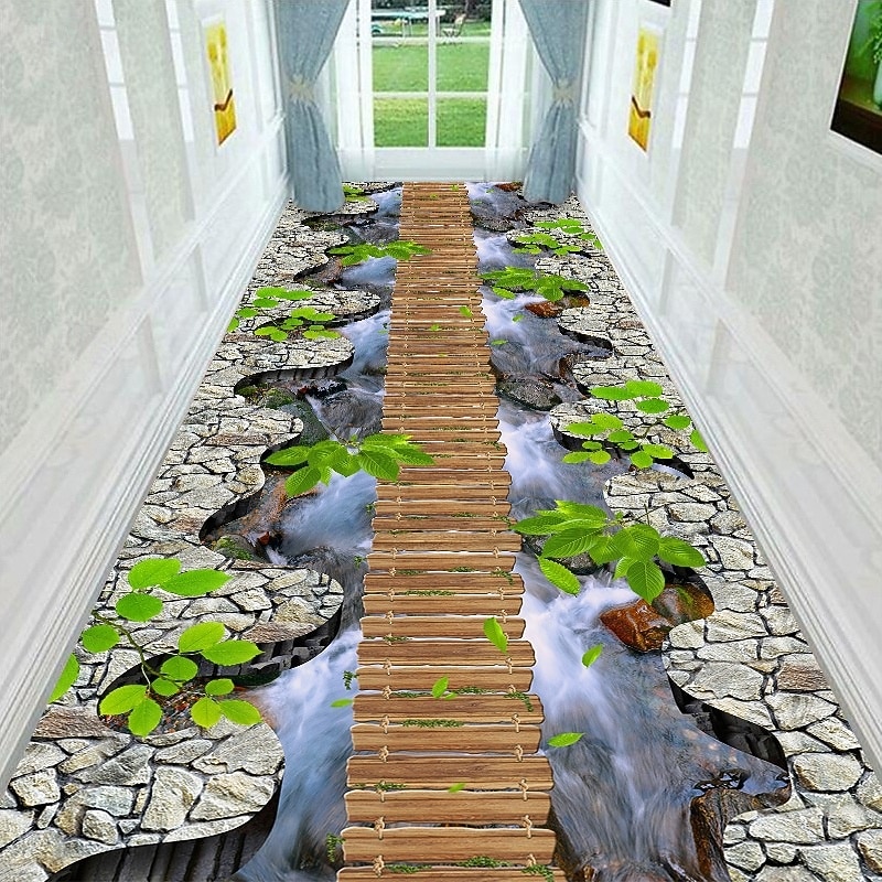 Loperkleed met 3D optische illusie, 2D plat bedrukt tapijt voor woonkamer, slaapkamer, volledige dekking, hal, gang, aanpasbare vloermat, antislip keukendeurmat 2026 - $8.99 –P7