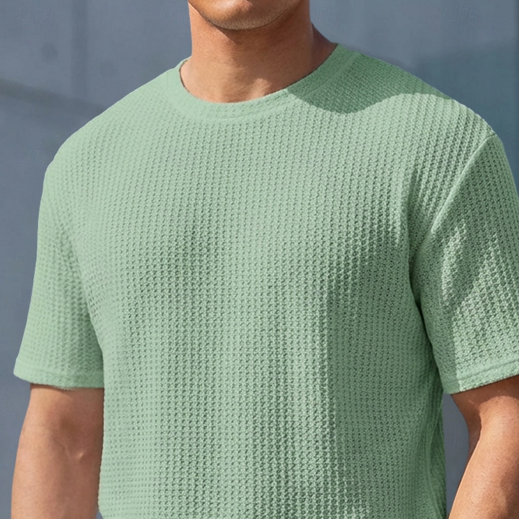 Miesten T-paita Lihaspaita Ribbineulos T-paita Lyhythihainen Lyhyt hiha Tiukka pyöreä kaula-aukko Kesä Tavallinen Pintakäsitelty Pit Strip Muoti Suunnittelija Perus Crewneck Kausaliteetti Loma Katu 2026 - $21.99 –P2