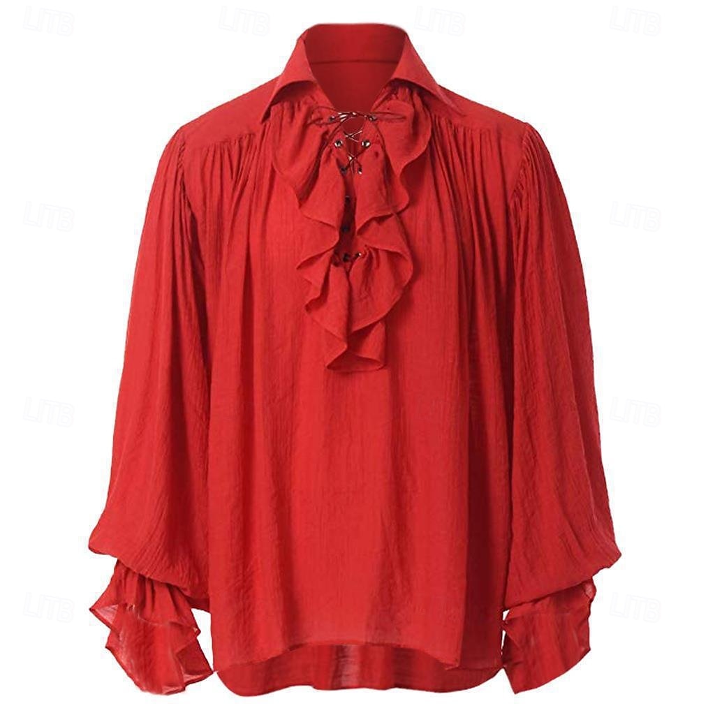 ימי הביניים רנסנס סטימפונק חולצה פיראט אביר ויקינג תחפושות בגדי ריקוד גברים פיראט האלווין (ליל כל הקדושים) קרנבל הצגה מסיבה\אירוע ערב LARP מבוגרים חולצה 2026 - $27.99 –P5