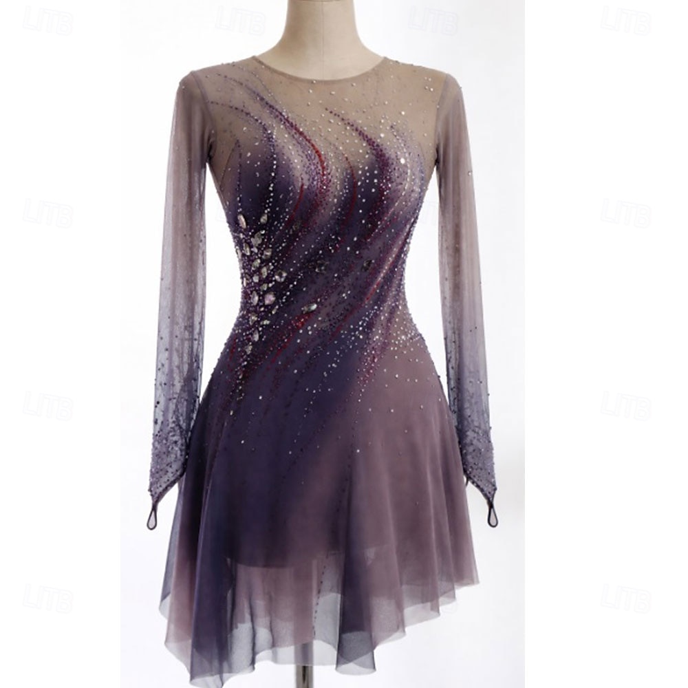 Abito da pattinaggio artistico Per donna Pattinaggio sul ghiaccio Vestito Viola scuro Patchwork Foro per il pollice Alta elasticità Allenamento Competizione Vestiti da pattinaggio sul ghiaccio del 2026 a $331.19 –P1