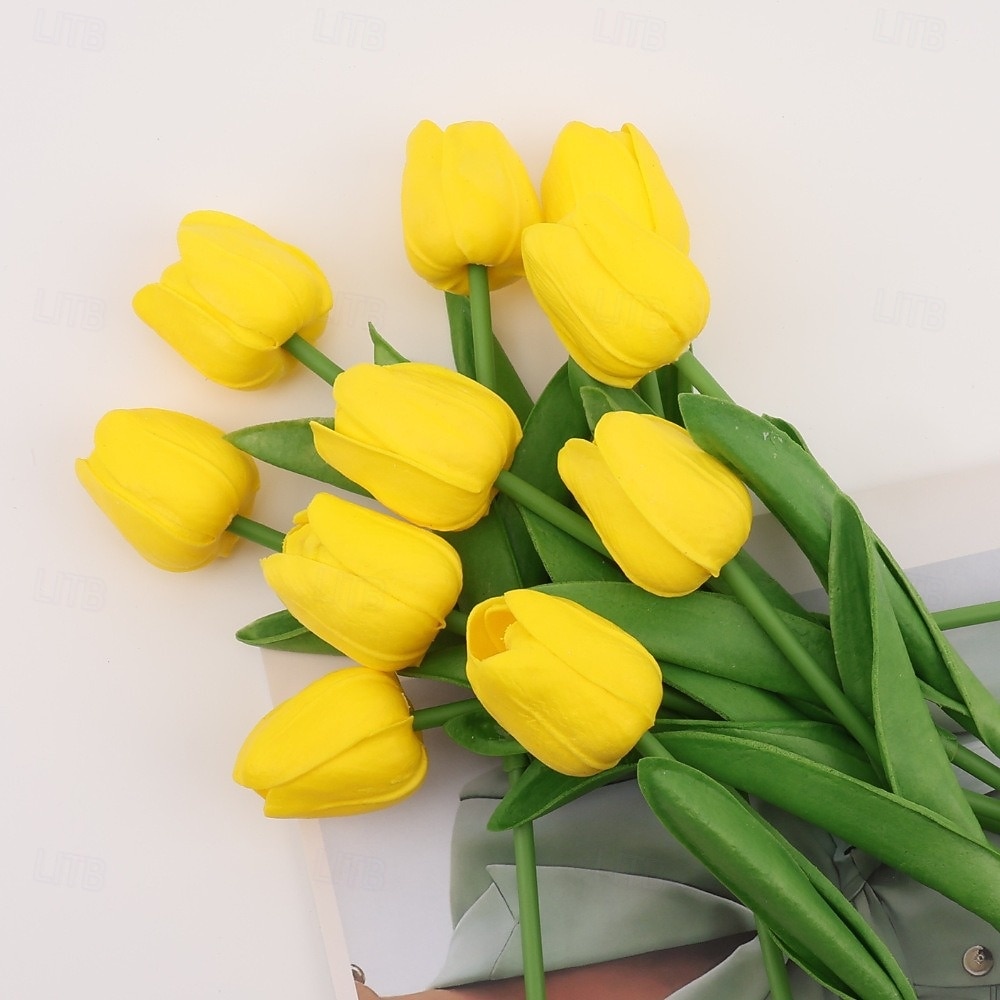 10 tulipani finti, fiori artificiali, fiori finti in PU, steli di tulipano, per bouquet primaverili da matrimonio, composizioni floreali, decorazioni per feste in casa e ufficio, per la festa della del 2026 a $15.99 –P17