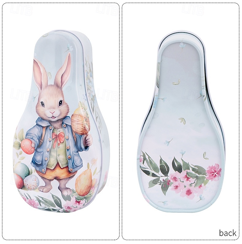 1pc Easter Bunny Tin Box, Colorful Metal Cookie Candy Box, Cartoon Rabbit Gift Container for Kids, Easter Decoration 2026 - $5.99 –P4