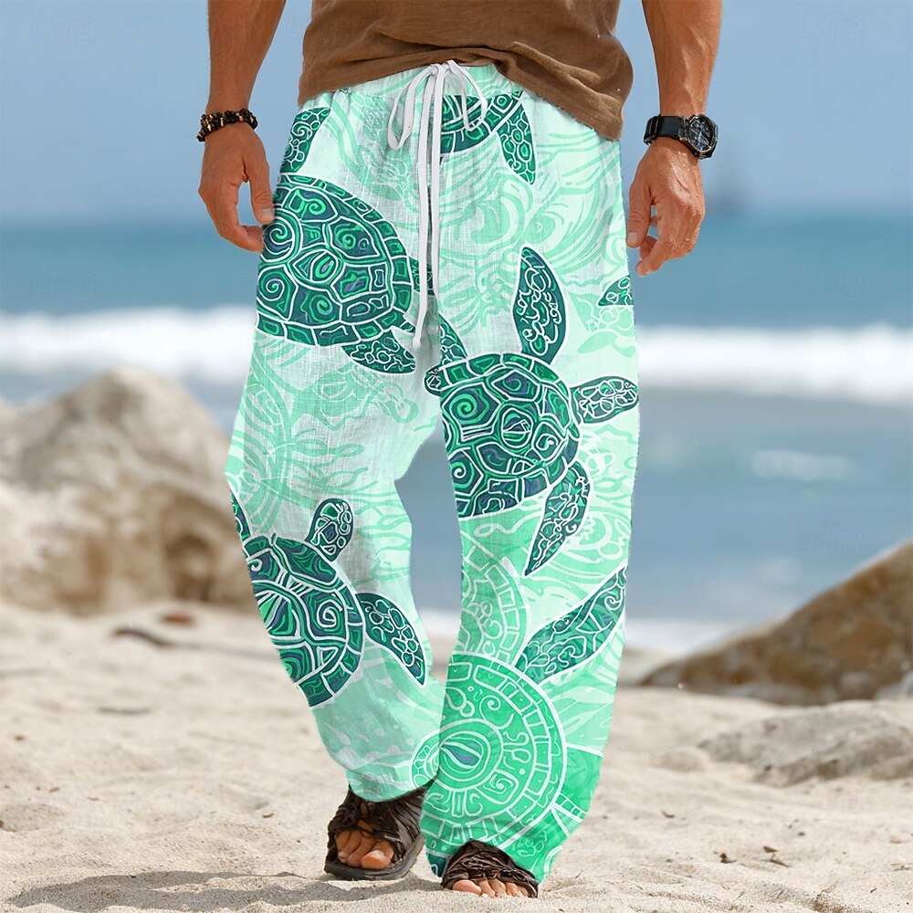 Ανδρικά Χελώνες Θαλάσσια πλάσματα Παντελόνια Casual παντελόνι Φαρδύ παντελόνι Μεσαία Μέση Χαβανέζα ΕΞΩΤΕΡΙΚΟΥ ΧΩΡΟΥ Διακοπές Ρούχα παραλίας Ελαστική μέση με κορδόνι Παντελόνι σε σχήμα λινού με τσέπες 2026 - $27.99 –P2