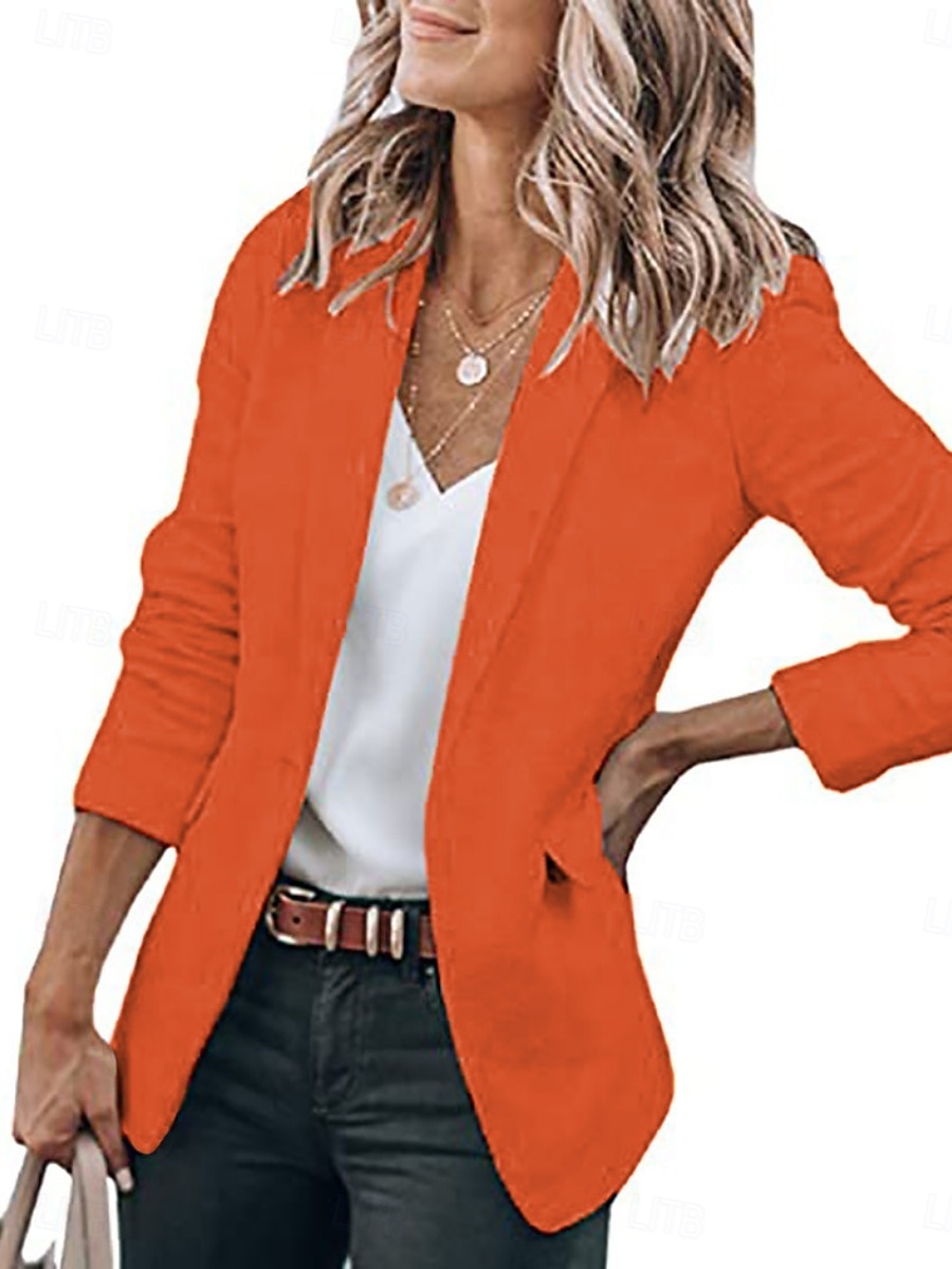 Damen Blazer Bequem Tasche Mode Lässig Einfach Straße Alltagskleidung Ausgehen Wochenende Regulär Gekerbtes Revers Schlank Langarm Oberbekleidung Schwarz Weiß Gelb Frühling Herbst 2026 - $29.99 –P8