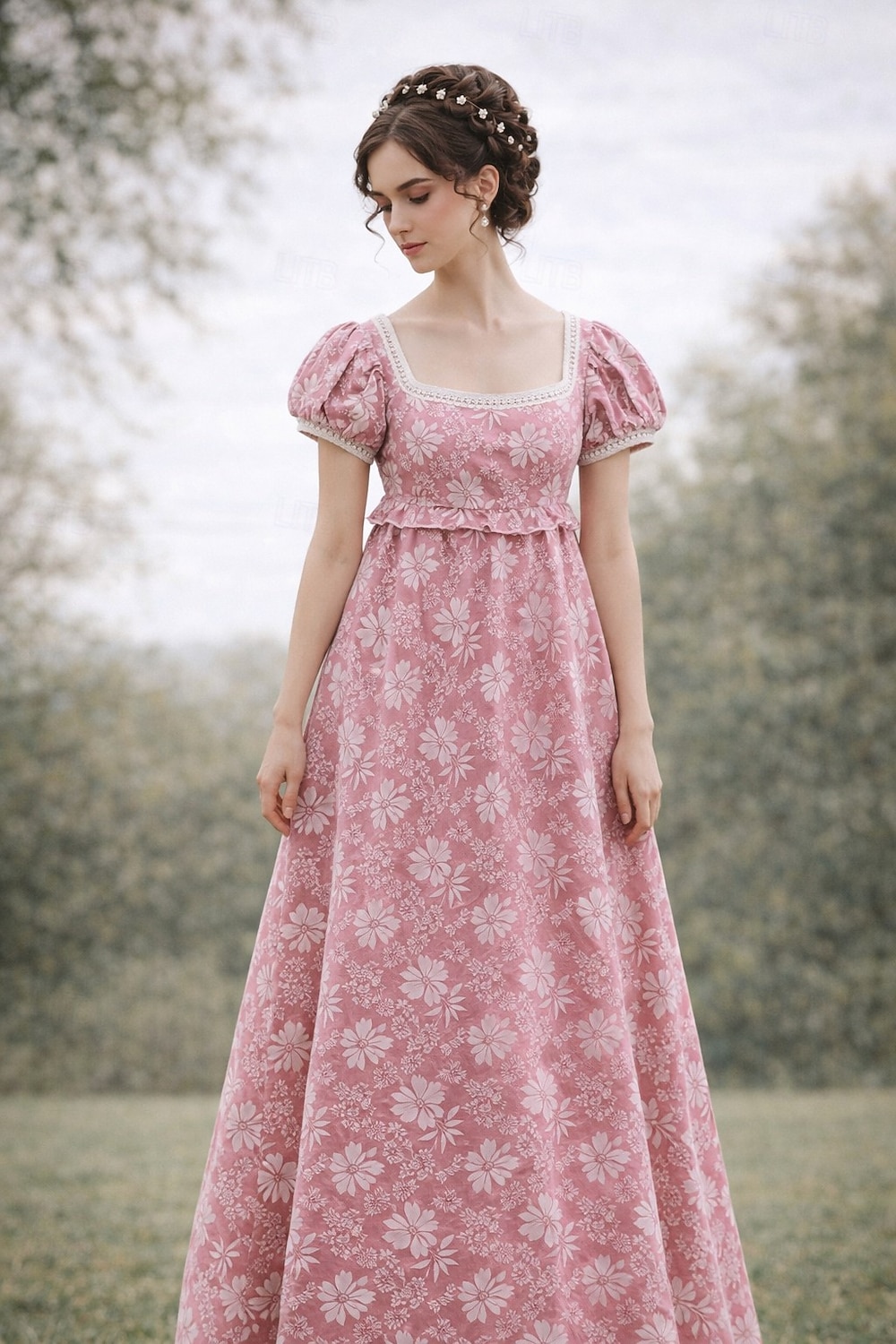 Retro Vintage Mittelalterlich Renaissance Bodenlang Kleid Ballkleid Kleid im Regency-Stil Puffärmel / Ballon Jacquard Blumen Kostüm Damen Halloween Karneval Abschlussball Hochzeit Maskerade Erwachsene 2026 - $55.99 –P8