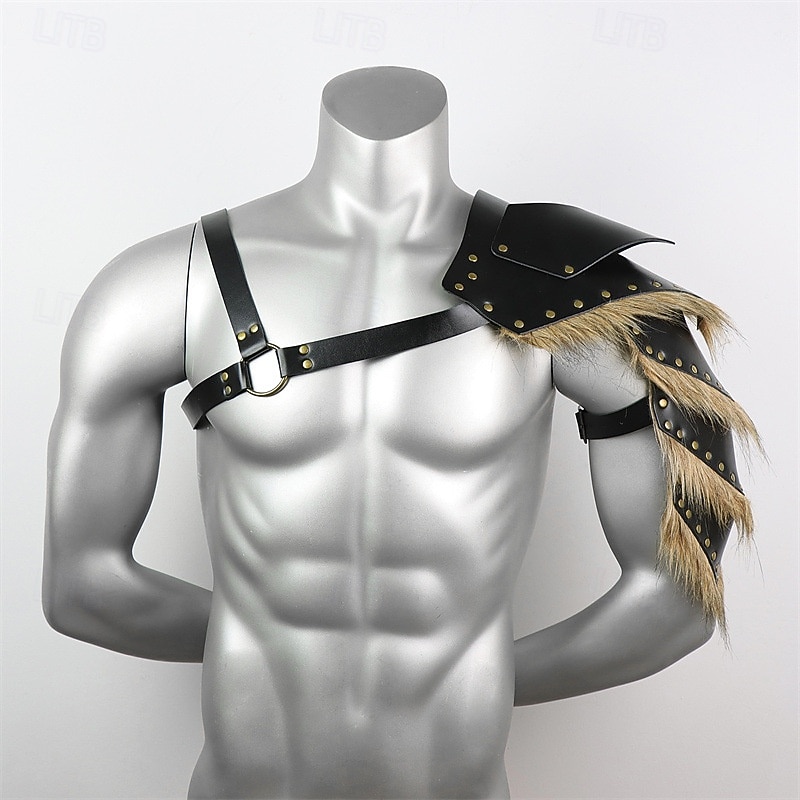 Medieval Renacimiento Armas y Armaduras Hombreras Disfraz de piel sintética Guerrero Vikingo Bárbaro Disfraz Hombre Vikingo Víspera de Todos los Santos Carnaval Rendimiento LARP Feria Ren Adulto 2026 - $24.99 –P2