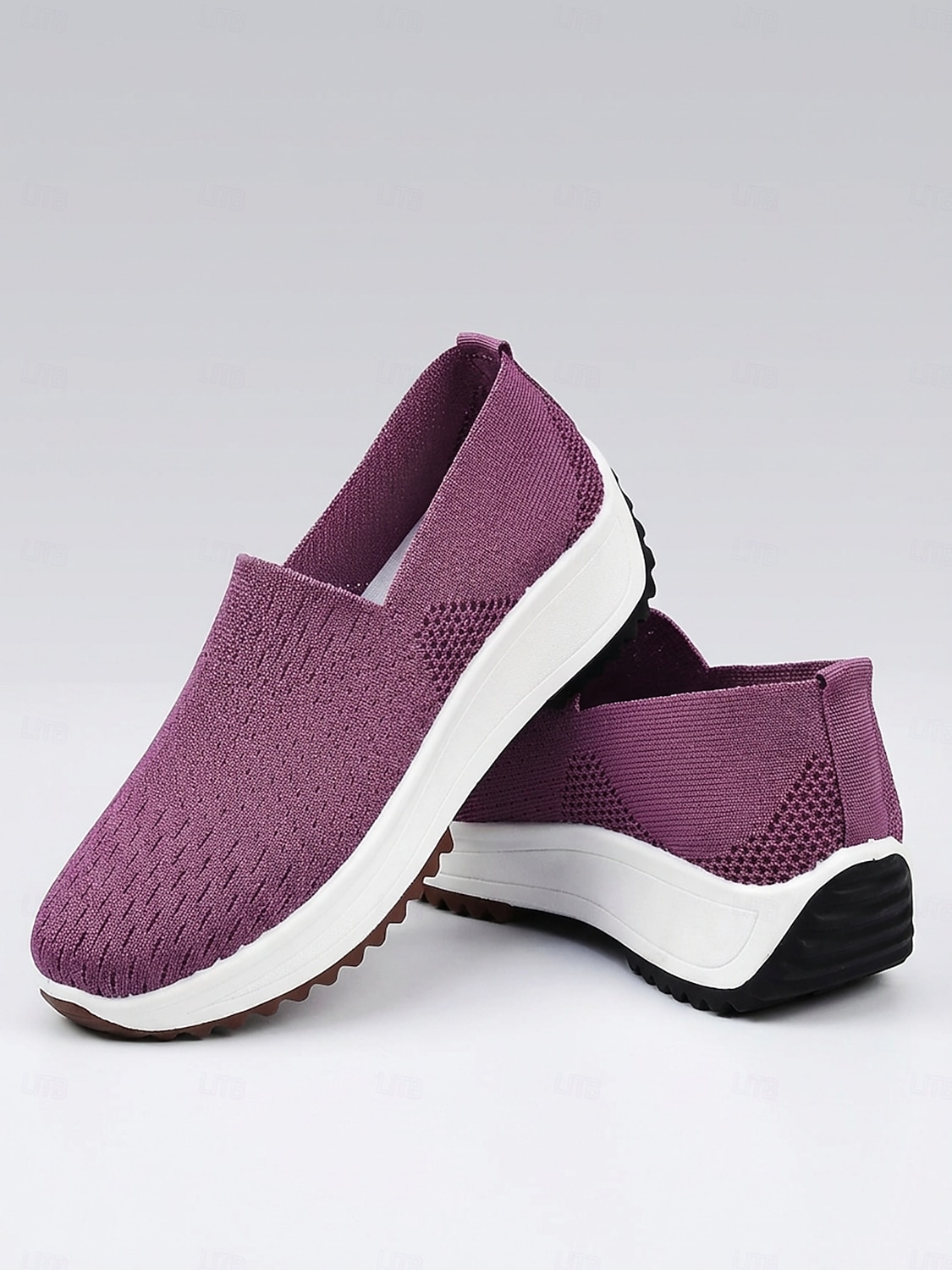 Women's Purple Breathable Knit Slip-On Sneakers - Lightweight Walking Shoes for Daily Walking, Travel, Work, Shopping, Fitness & Everyday Wear 2026 - $26.99 –P1
