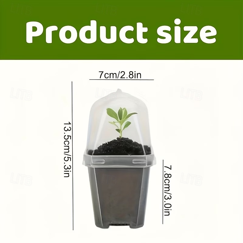 10pcs of Transparent Plant Seedling Pots with Humidity Domes, Square Plastic Containers with Lids And Bases, Breathable And Heat-Insulating, Suitable for Seedlings, Vegetables, Succulents 2026 - $20.99 –P7