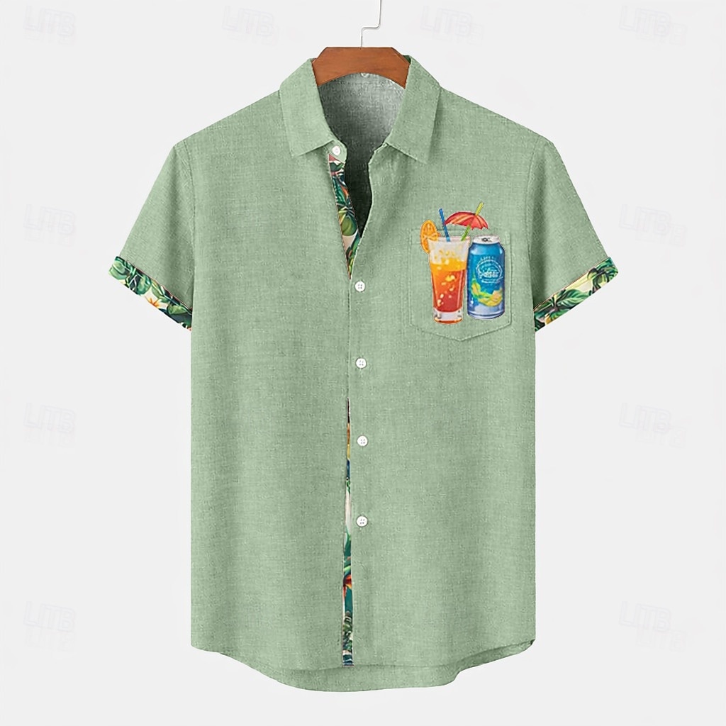 Per uomo Camicia Camicia di lino Camicia Estiva Camicia da Spiaggia Camicia con Bottoni Piante Ferie Abbigliamento quotidiano Blu Rosa Verde Cachi Manica Corta Collo ripiegato Estate Abbigliamento del 2026 a $26.99 –P8