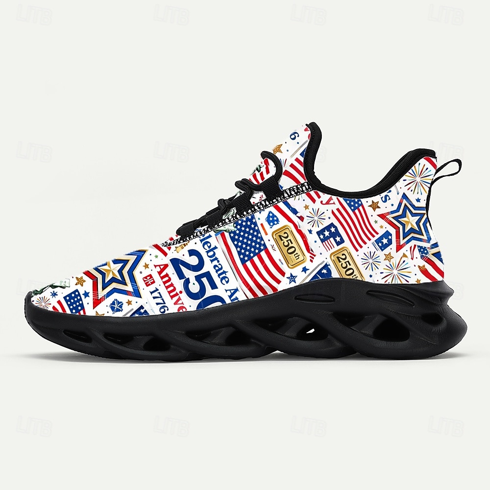 Pánské červenobílo-modré sportovní tenisky – oslavte 250. výročí Ameriky pohodlnými a stylovými teniskami k oslavě 4. července a národních událostí. 2026 - $42.99 –P5