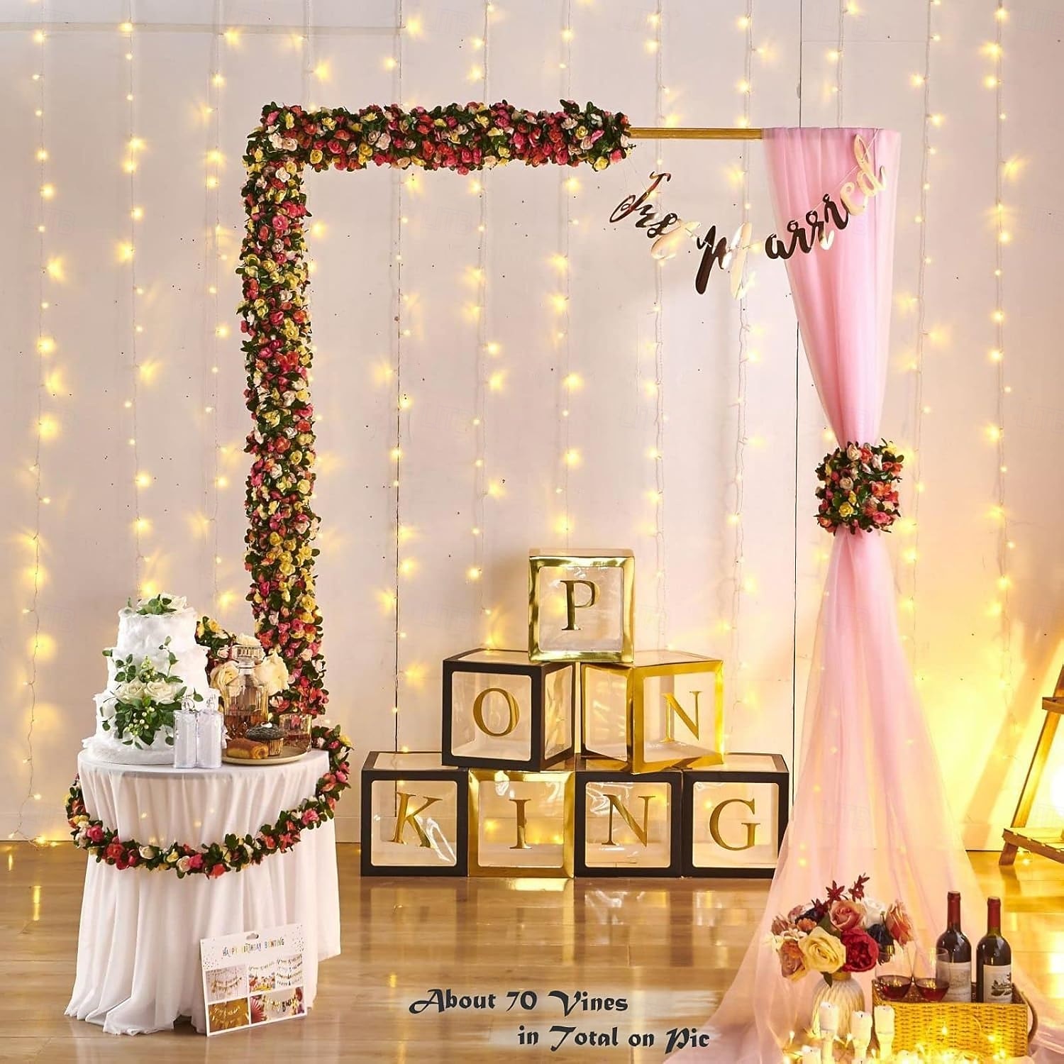 8 stuks x 2,5 meter bloemenslinger van kunstmatige rozen met groene bladeren, hangende neprozenslinger voor kamer, feest, huis, bruiloft, verjaardag, kerst, muur, boogdecoratie, lente roze bloemen 2026 - $29.99 –P8