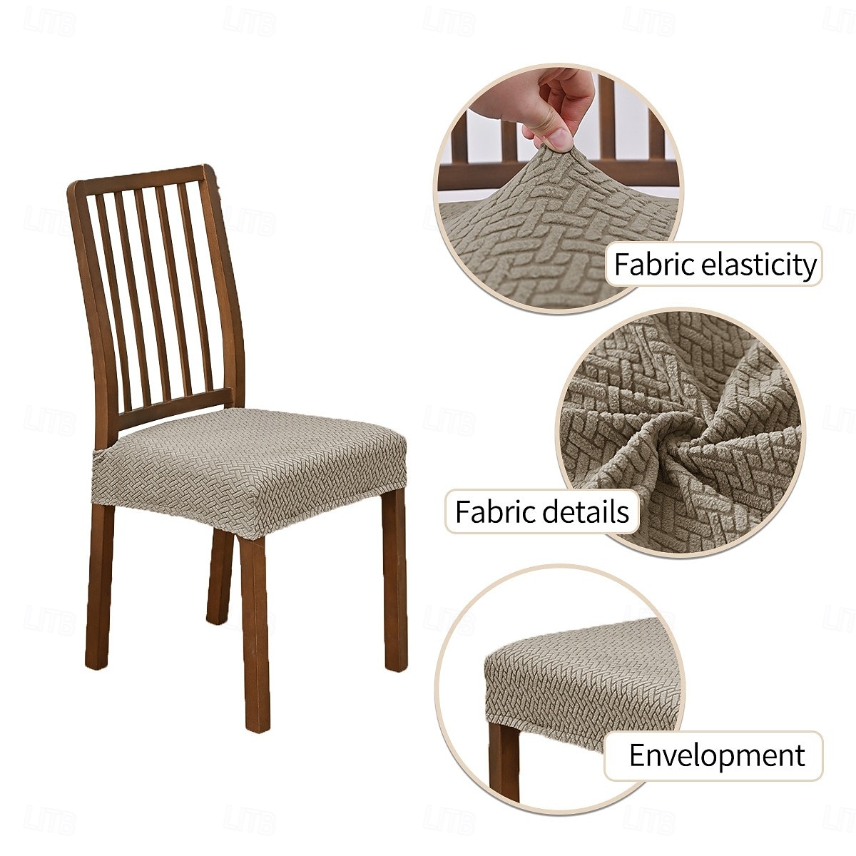 4PCS/1 Set Seat Covers For Dining Room Elastic Jacquard Stripe Plaid Design Double Elastic Stool Slipcover With Buckle And Tongue Non Slip Chair Cushion Cover Set For Home Hotel Banquet Decor 2026 - $27.99 –P6