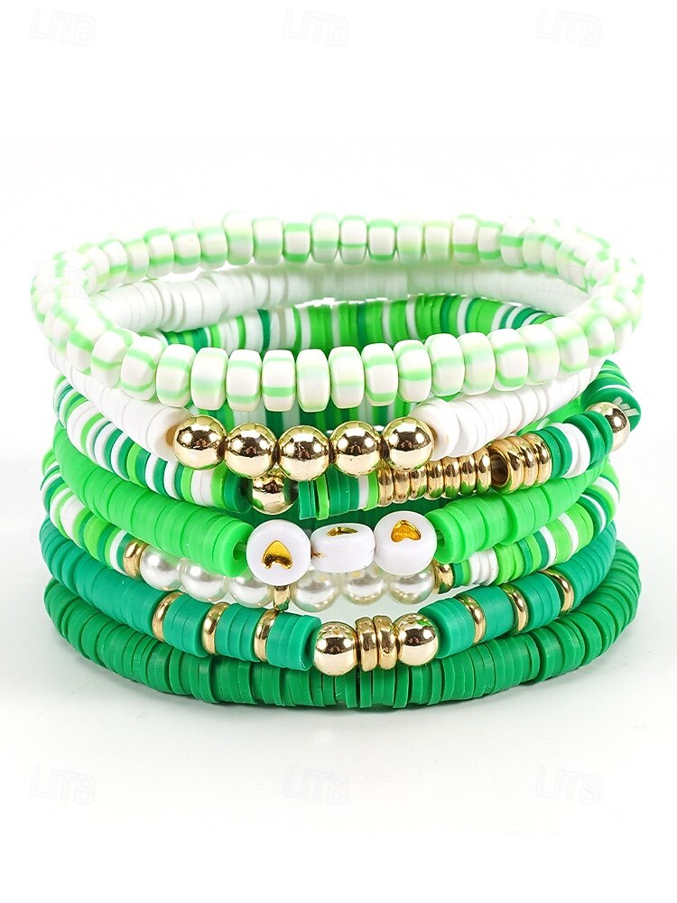 Set de brățări cu mărgele pentru femei de Ziua Sfântului Patrick, brățări cu pandantive din rășină și aliaj, bijuterii cu litere irlandeze cu trifoi în mai multe stiluri, perfecte pentru parade de sărbători, petreceri și ținute festive 2026 - $9.99 –P12
