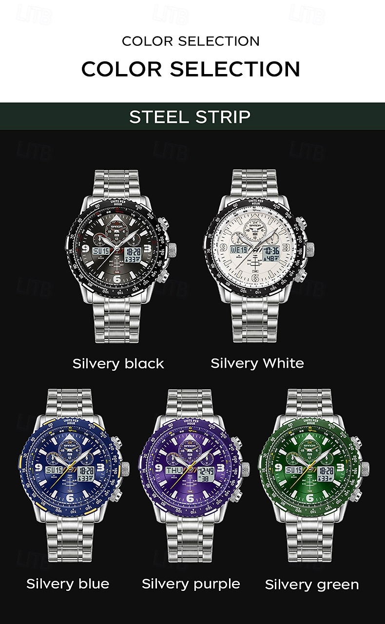 SANDA Men Digital Watch Luxury Outdoor Fashion Luminous Stopwatch Alarm Clock Calendar Stainless Steel Watch 2026 - $47.99 –P7