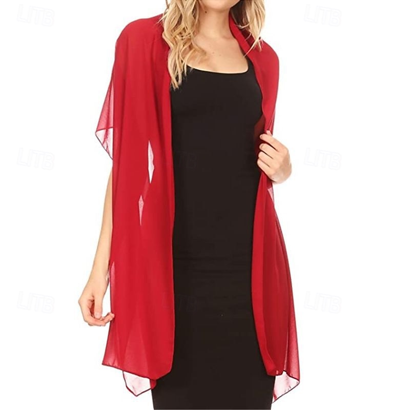 Chales Estolas de Señora Envolturas de la madre Envolturas de novia Envolturas de invitados de boda Elegante damas Estilo formal Sin Mangas Gasa Velos de Boda Con Color Puro Para Diario Verano 2026 - $22.99 –P3