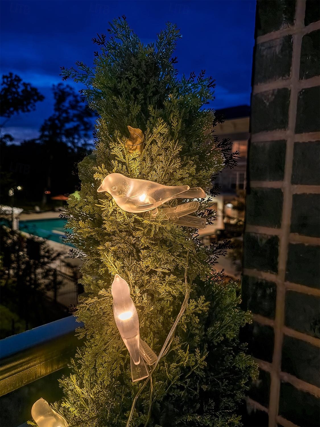 kültéri napelemes 5 izzós madárfüzér csipeszekkel, IP44 vízálló fali lámpa &kerítésdekoráció, kerti, teraszi, hátsó udvari, villai és tájvilágítás 2026 - $23.99 –P2