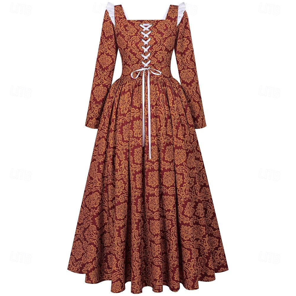 Mittelalterlich Renaissance Bodenlang Kleid langarm Prinz Königin A-Linie Kostüm Damen königlich Halloween Karneval Maskerade Renaissance-Messe LARP Erwachsene Kleid Ganzjahres 2026 - $91.99 –P1