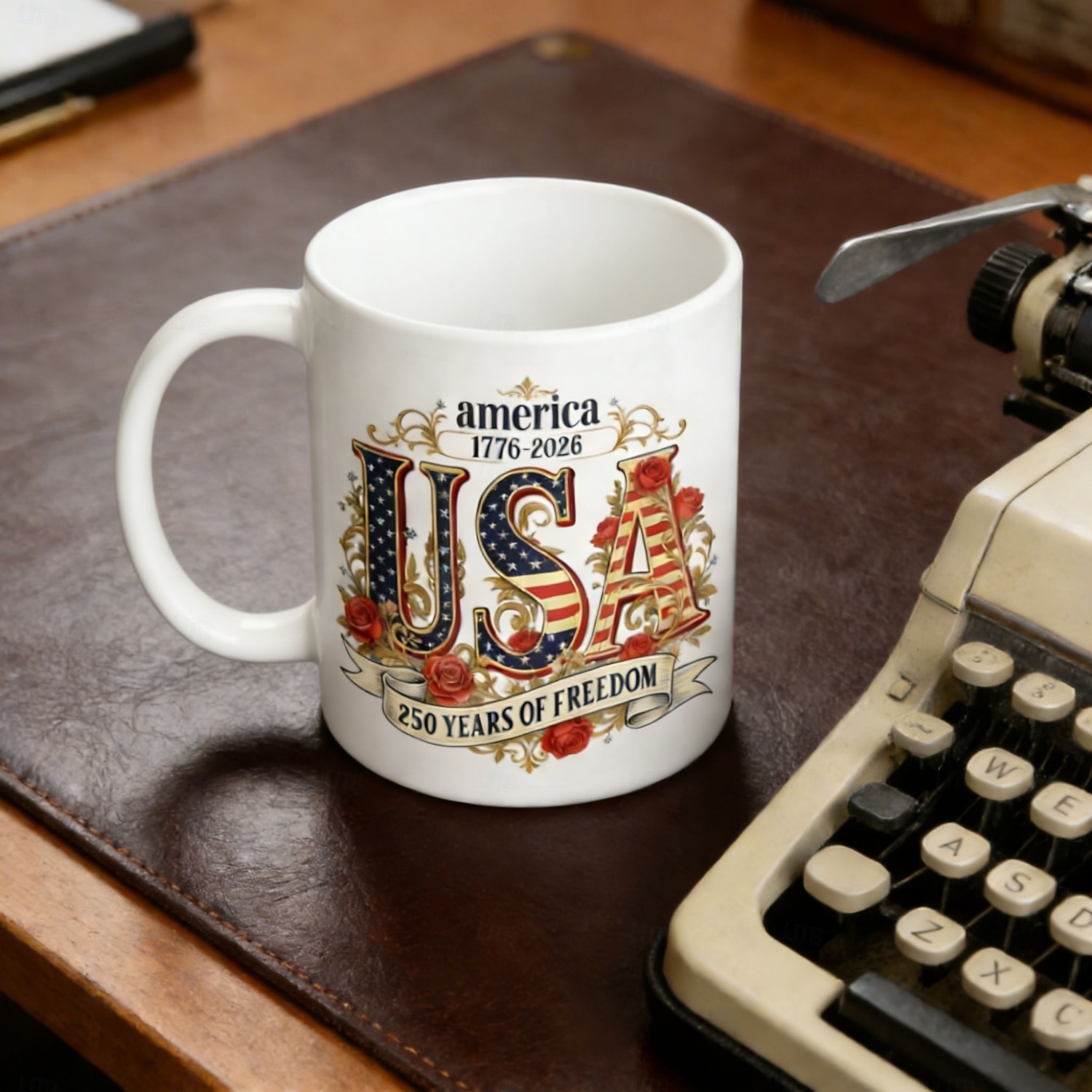 Amerikai 250. évfordulós kerámia kávésbögre, 11.2/15.2 oz-os fehér bögre amerikai zászlóval &250 éves, félszáz éves kerámia kávésbögre, 1776-2026 America 250, ideális irodába vagy gyűjtőknek 2026 - $16.99 –P2