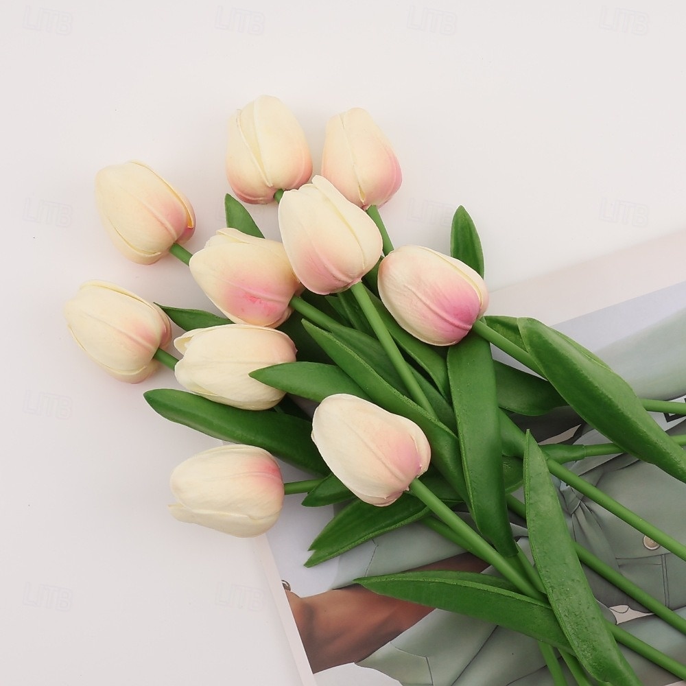 10 tulipani finti, fiori artificiali, fiori finti in PU, steli di tulipano, per bouquet primaverili da matrimonio, composizioni floreali, decorazioni per feste in casa e ufficio, per la festa della del 2026 a $15.99 –P8