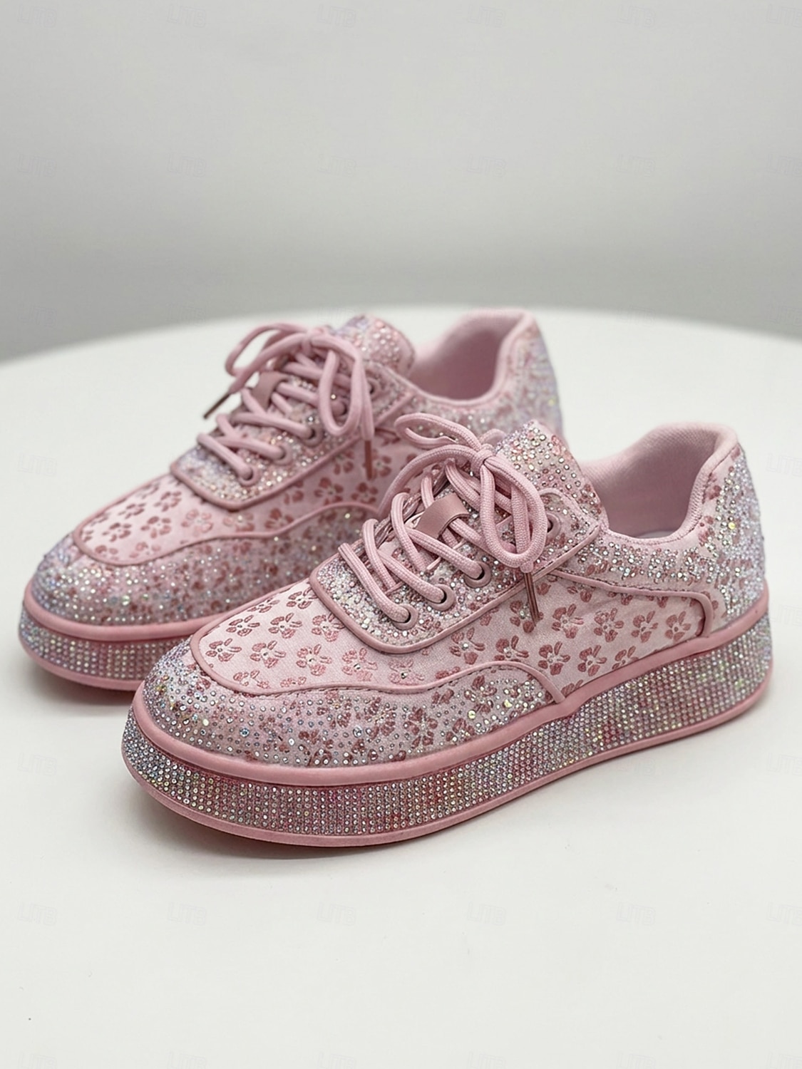 sneakers da sposa con plateau e strass argentati da donna: stile da sposa scintillante per matrimoni all'aperto in giardino del 2026 a $54.99 –P1