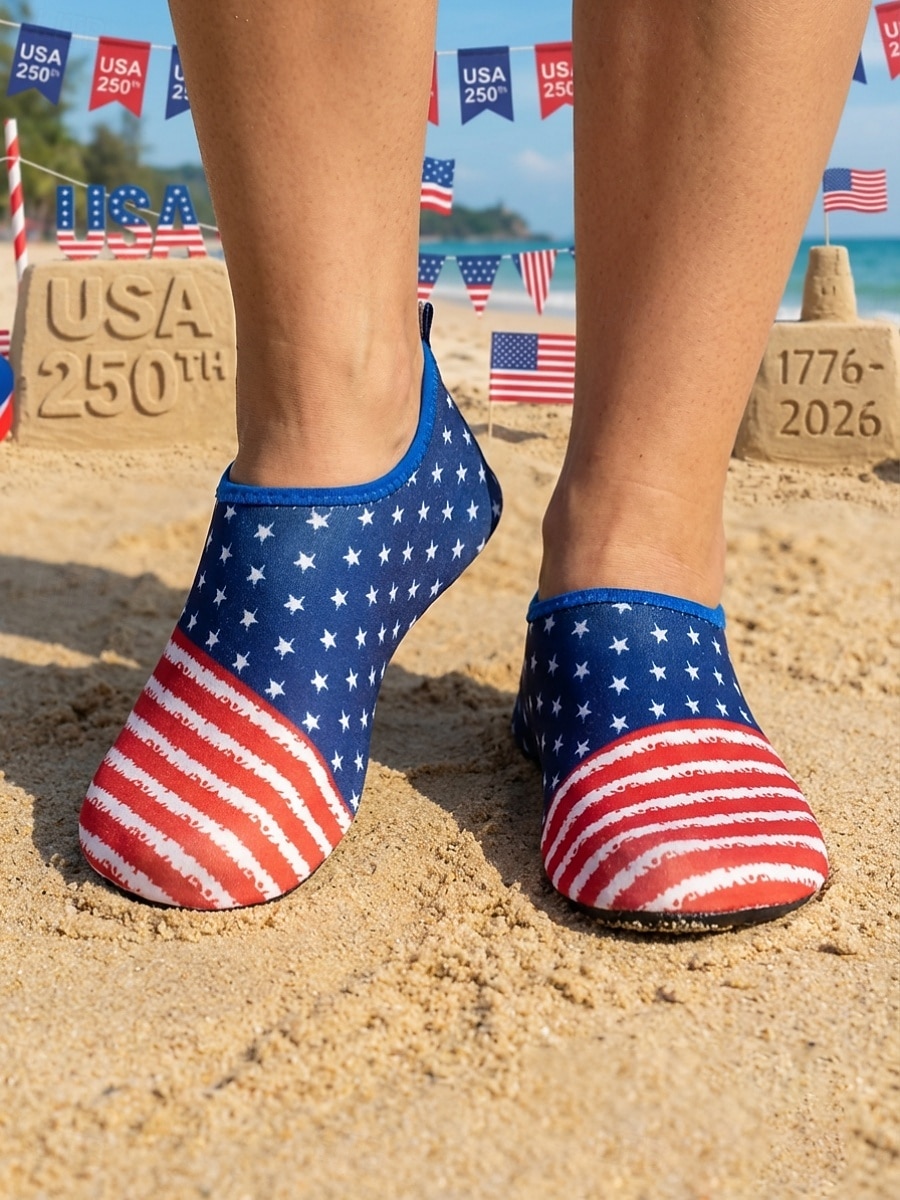 Chaussures aquatiques pour femmes, édition spéciale 250e anniversaire des États-Unis - Chaussures de plage confortables à enfiler, imprimées du drapeau, idéales pour les événements patriotiques, les de 2026 ? $14.99 –P3