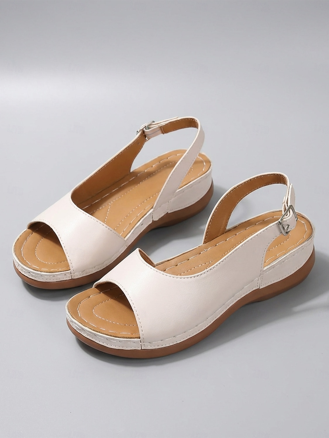 Witte slingback sandalen voor dames - comfortabele sandalen met verstelbare gespsluiting, ideaal voor casual uitjes, zomerse stranddagen en dagelijks gebruik. 2026 - $19.99 –P1
