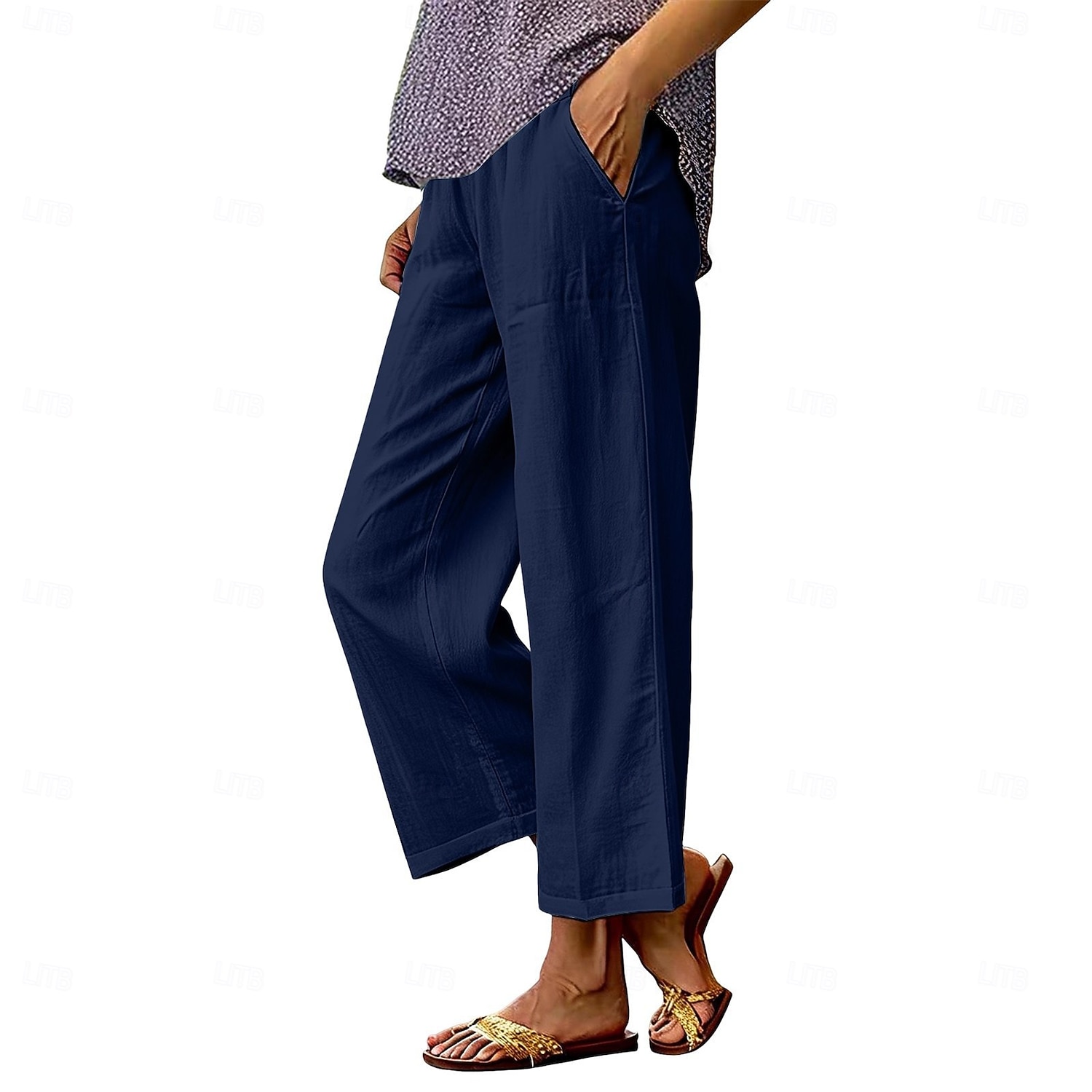 Per donna Gamba larga Pantaloni Pantaloni casual Vacanza Moda Streetwear Lunghezza intera Vita Alta Semplice Tasca Elastico in vita Confortevole Traspirante Inelastico Quotidiano Vacanza Streetwear del 2026 a $10.49 –P11