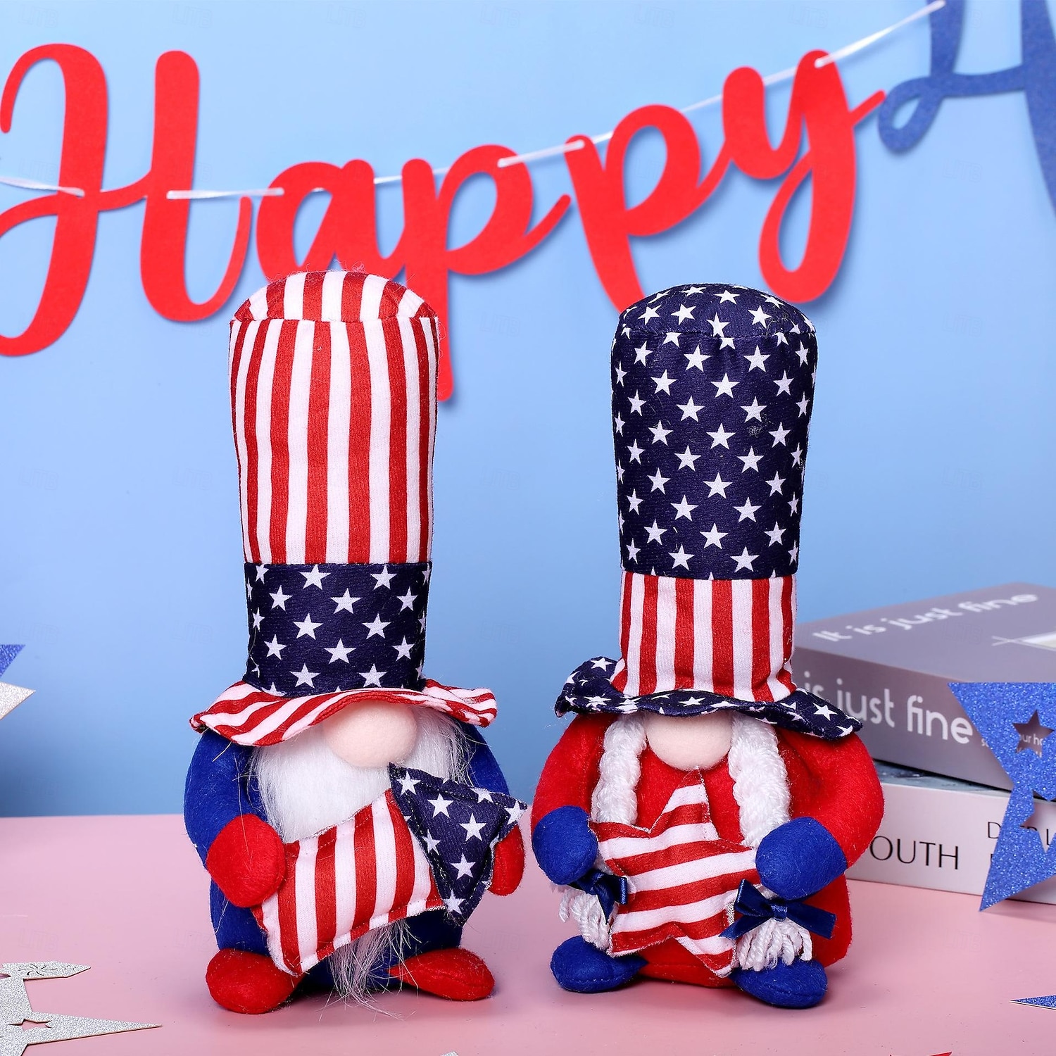 250 Years Independence Day Striped Pentagram Rudolf Dwarf Faceless Doll Decoration 2026 - $13.99 –P1