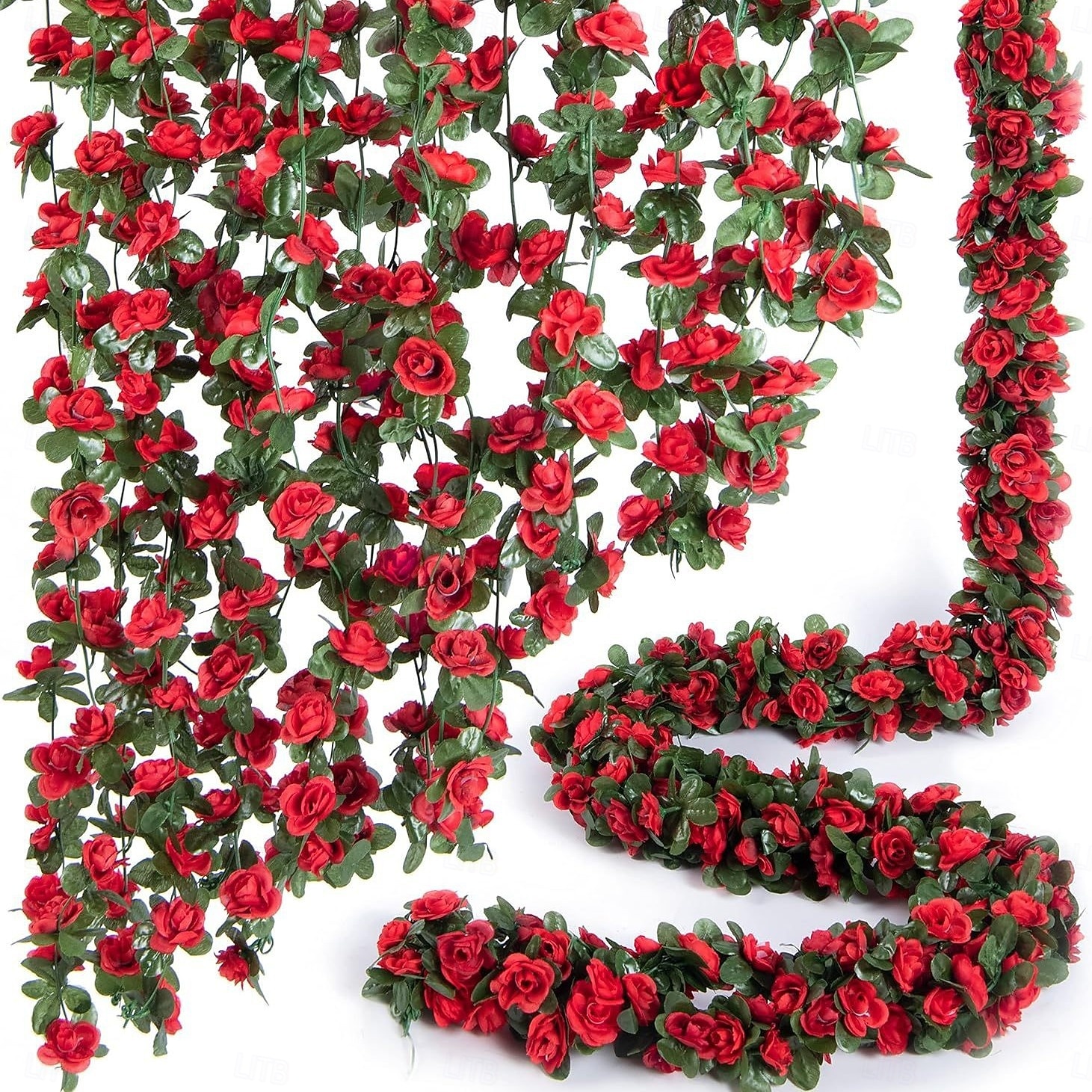 8 stuks x 2,5 meter bloemenslinger van kunstmatige rozen met groene bladeren, hangende neprozenslinger voor kamer, feest, huis, bruiloft, verjaardag, kerst, muur, boogdecoratie, lente roze bloemen 2026 - $29.99 –P15