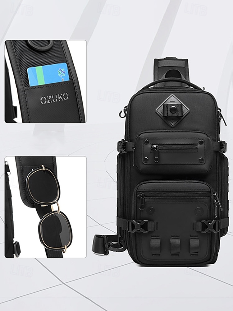 borsa a tracolla tattica da uomo: zaino a tracolla in poliestere di grande capacità con più tasche e stili di trasporto versatili, vari colori per escursioni all'aperto, viaggi e uso quotidiano casual del 2026 a $54.99 –P8