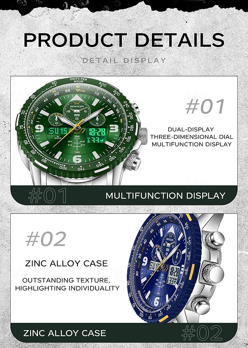 SANDA Men Digital Watch Luxury Outdoor Fashion Luminous Stopwatch Alarm Clock Calendar Stainless Steel Watch 2026 - $47.99 –P15