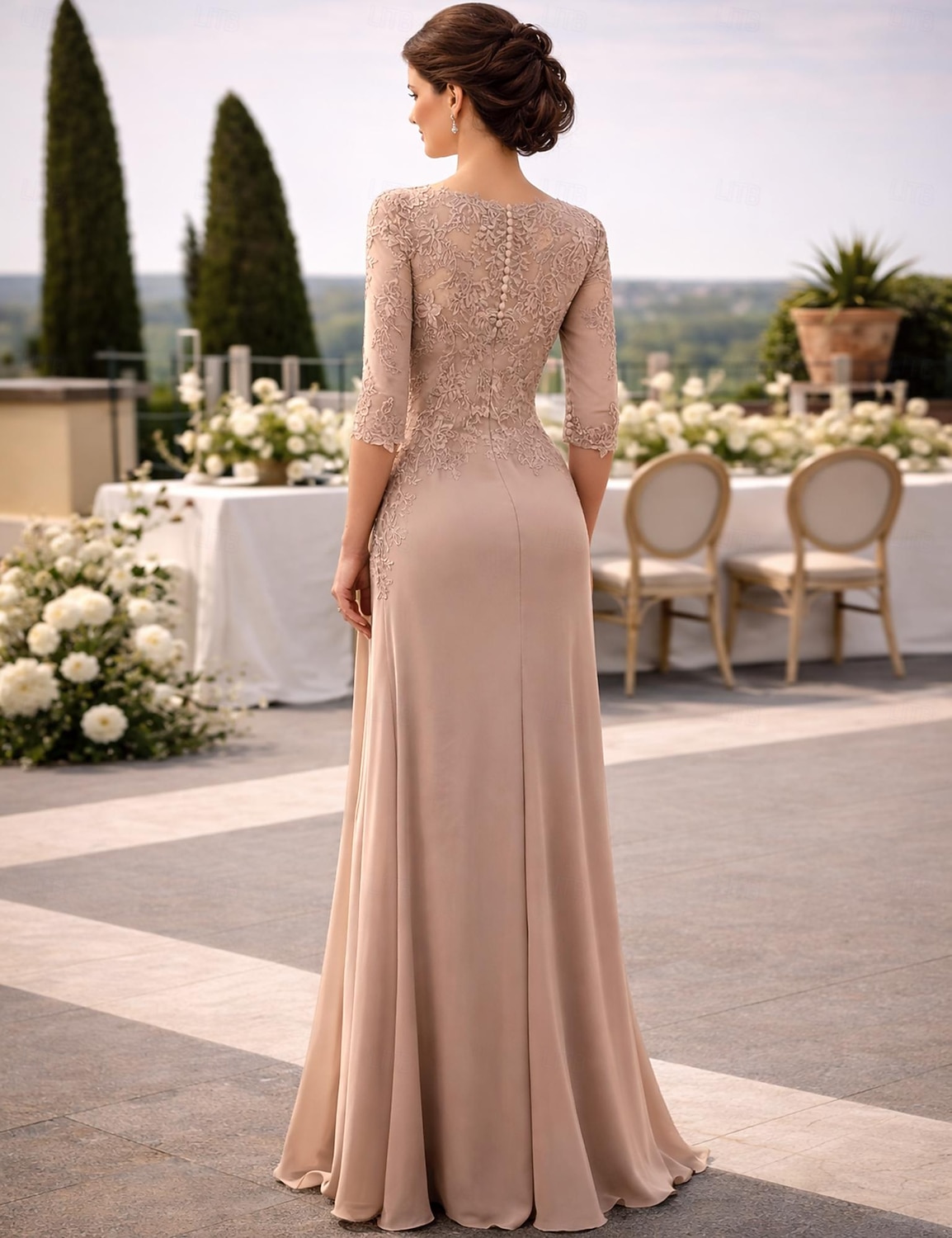 Dress Floor Length Wedding Guest Dress Formal Dresses Evening Gown Mother of the Bride Dress 3/4 Length Sleeve Crew Neck Elegant Simple Wedding Guest with Lace Solid Color 2026 - $172.99 –P2