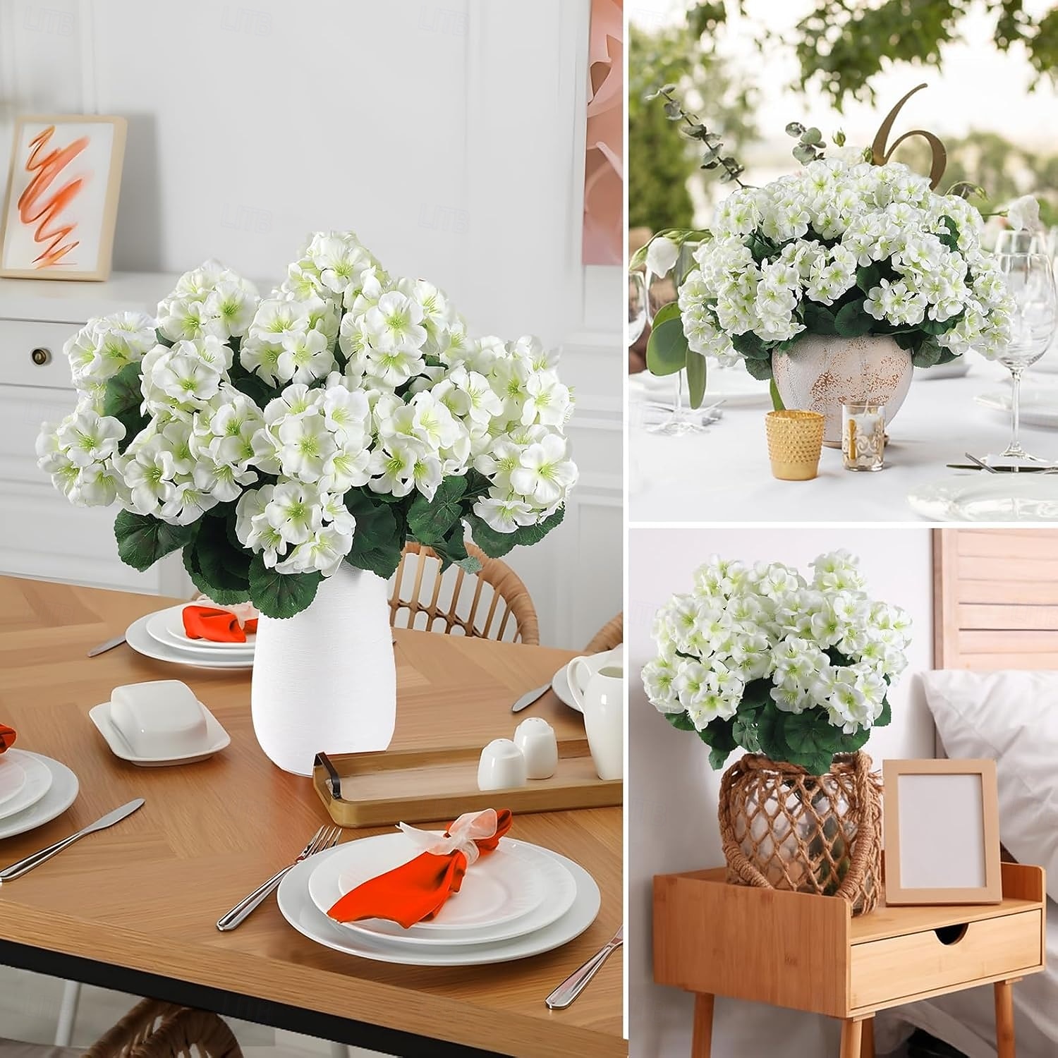 6 db műmuskátli virág kültérre, selyemvirágok kültéri UV-álló kerti növények művirágok otthonra konyhaasztal asztaldíszek dekoráció 2026 - $30.99 –P4