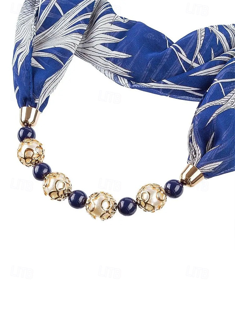 Damhalsband i bohemisk chiffong, mjuk polyesterhalsduk med blommönster och pärlhänge, lätt modeaccessoar för kvinnor, perfekt för vardagskläder, semester och resor. 2026 - $11.99 –P8