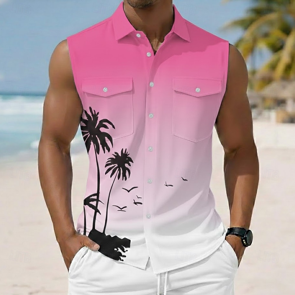 Ανδρικά Δέντρο καρύδας Χρωματική κλίση Τροπικά φυτά Πουκάμισο Χαβανέζικο πουκάμισο Πουκάμισο Aloha Αμάνικο Θέρετρο Διακοπές στην παραλία Καλοκαίρι Άνοιξη Απορρίπτω 3D 2026 - $25.99 –P3