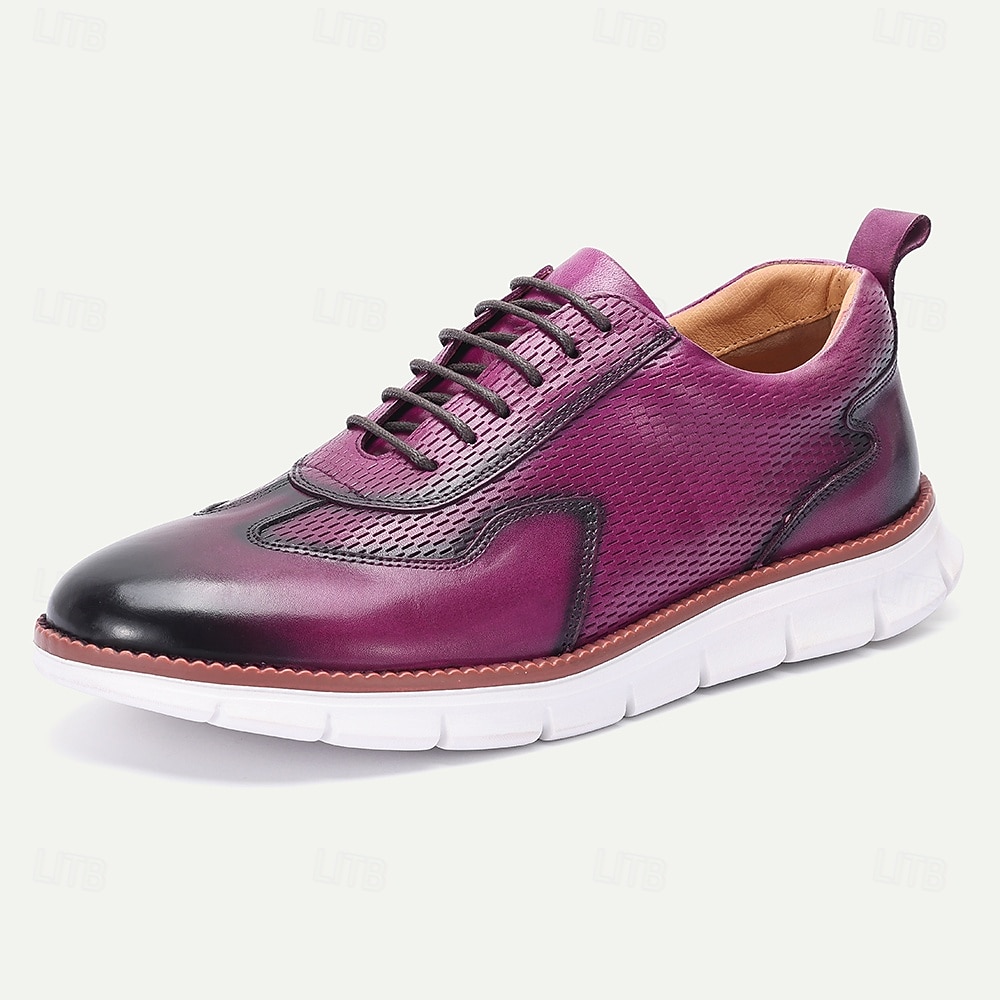 Men's Genuine Leather Fashionable Purple Dress Shoes, Unique Design for Weddings and Special Occasions 2026 - $89.99 –P2