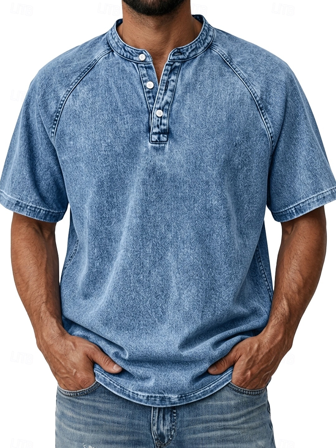 Per uomo Maglietta Camicia Demin Camicia 100% cotone lavaggio acido Top Henley Manica Corta Semplice Vintage Streetwear Casual Lavato Manica corta Collo alla coreana Henley Casuale Casa Streetwear del 2026 a $31.99 –P2