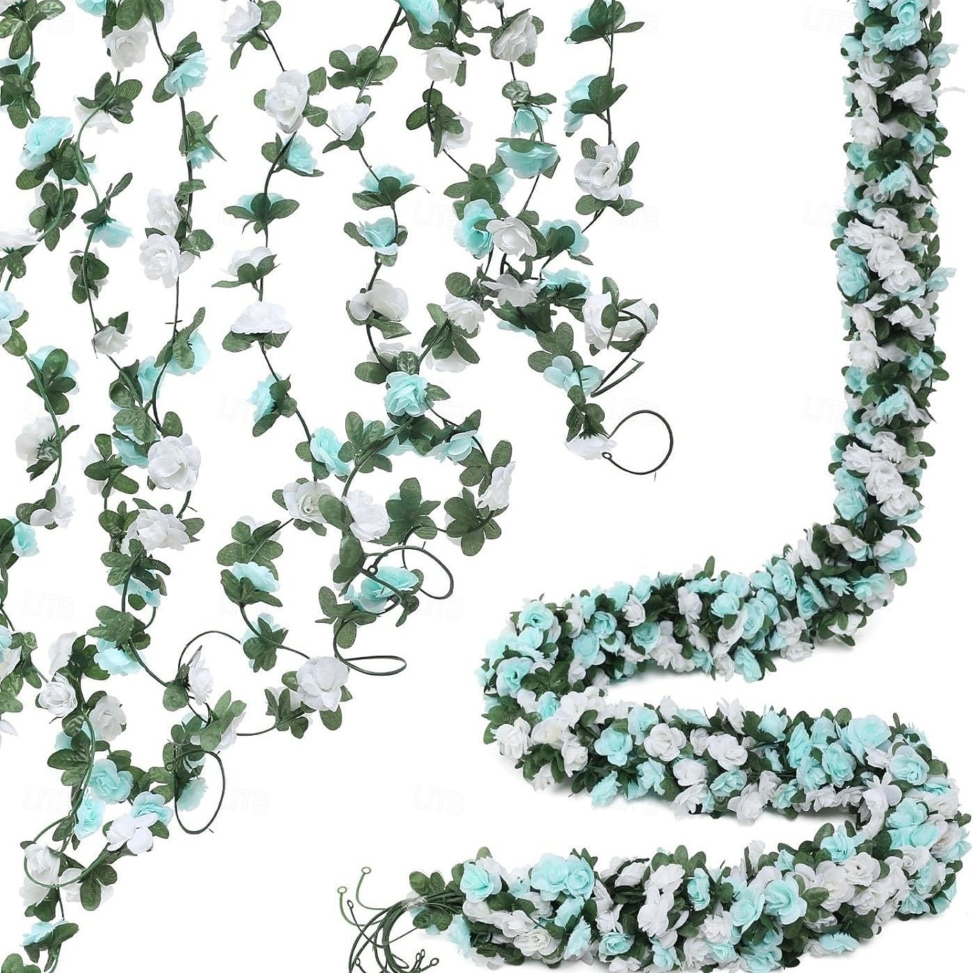 8 stuks x 2,5 meter bloemenslinger van kunstmatige rozen met groene bladeren, hangende neprozenslinger voor kamer, feest, huis, bruiloft, verjaardag, kerst, muur, boogdecoratie, lente roze bloemen 2026 - $29.99 –P12