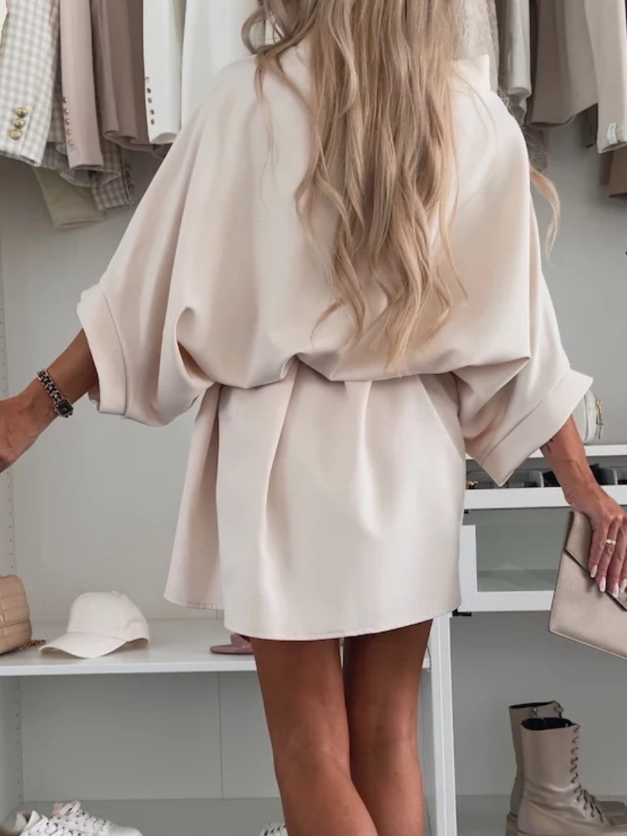Damen Minikleid A Linie Kleid Sommerkleid Lässig Täglich Lässiger Schnitt Einfach Dreiviertelarm Rundhalsausschnitt Blau Rosa Violett Purpur Sommer Frühling 2026 - $34.99 –P8