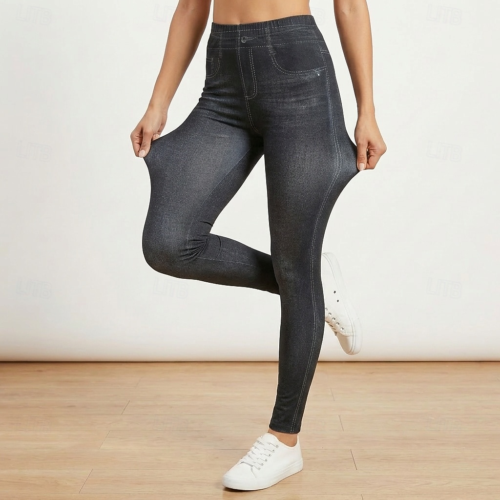 damen mode strumpfhose leggings knöchellang hose lässig wochenende dehnbar einfarbig bauchkontrolle po-lift hohe taille skinny blau 2xl 2026 - $21.99 –P2