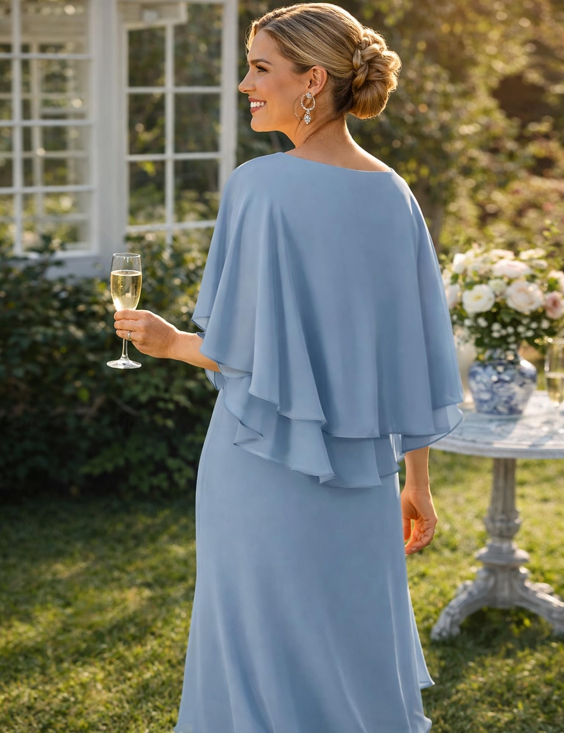 Due Pezzi Linea ad A Lunghezza al pavimento Abito da invitata a nozze Abito Formale Abito a Strati Abito da cerimonia per signora Mezza Manica Scollo a V Elegante Con Stola Ospite di nozze Festa di del 2026 a $206.99 –P2