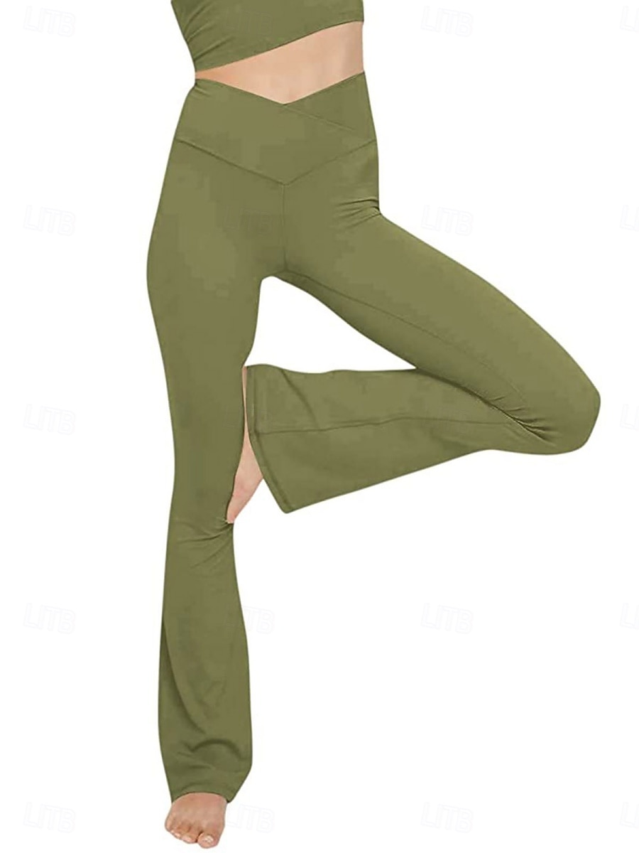 Mulheres Calças leggings flare Moda Roupa de rua Básico Comprimento total Cintura Alta Tecido Cintura elástica Confortável Com Stretch Diário Ginásio Ioga Preto Azul Marinha Azul Verde Primavera de 2026 por $16.99 –P17