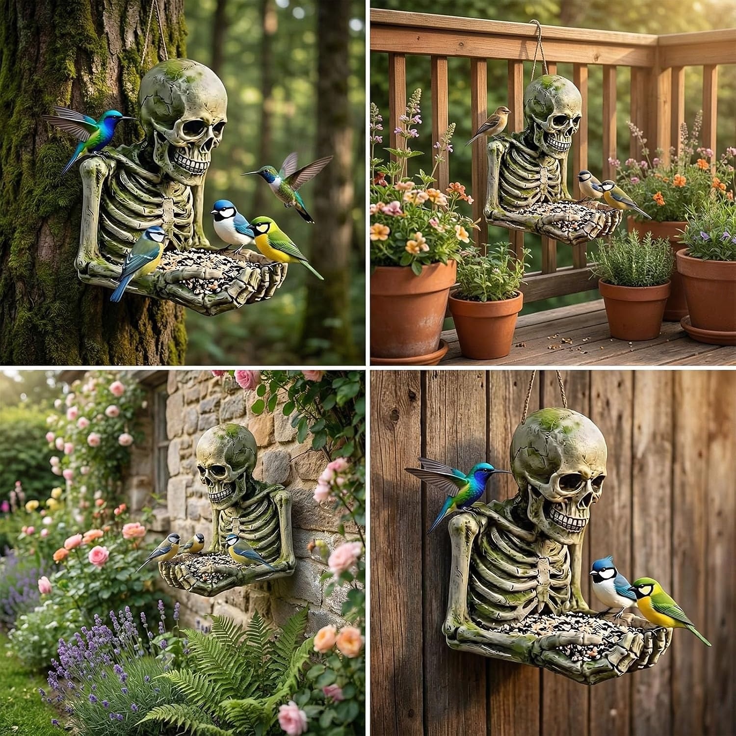 Bigfoot fuglemater, vanntett utendørs skulptur med palmeskål &skjult nøkkelhullshenger, tremontert/hengende hagedekor for fugletitting i hagen, for naturelskere 2026 - $25.99 –P9