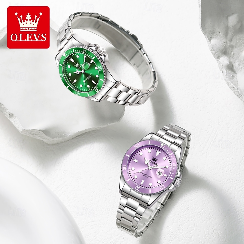 Mother's Day Gift OLEVS Women Quartz Watch Creative Minimalist Luxury Casual Calendar Date Waterproof Decoration Stainless Steel Strap Watch 2026 - $37.99 –P6